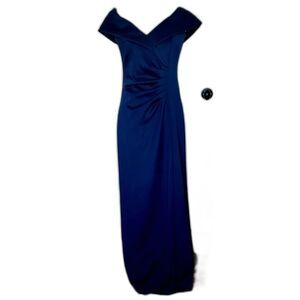 DJ-Jaz Women's Satin Mermaid Style Evening Gown in Navy Blue Size 10